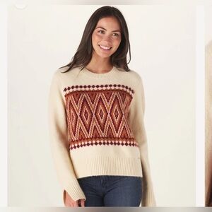 The Normal Brand Women's Sitka Jaquard Cream Brown Rust Winter Sweater Size S